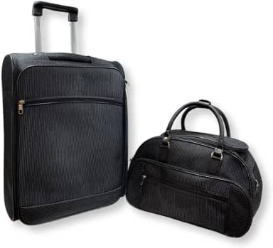 Kit Mala de Viagem Executiva Padrão Bordo + Mala de Mão (Ponto) (Preto)