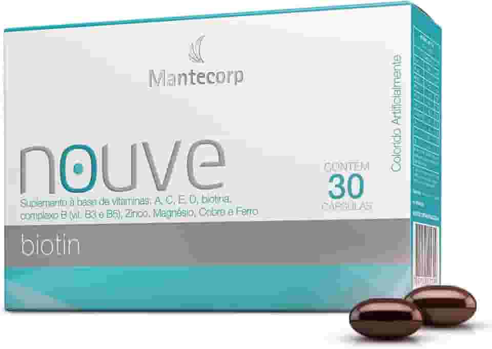Nouvé Biotina – 30 cápsulas – Suplemento com Vitamina B7 – Auxilia na Manutenção da Pele, Unhas e Cabelos – Mantecorp