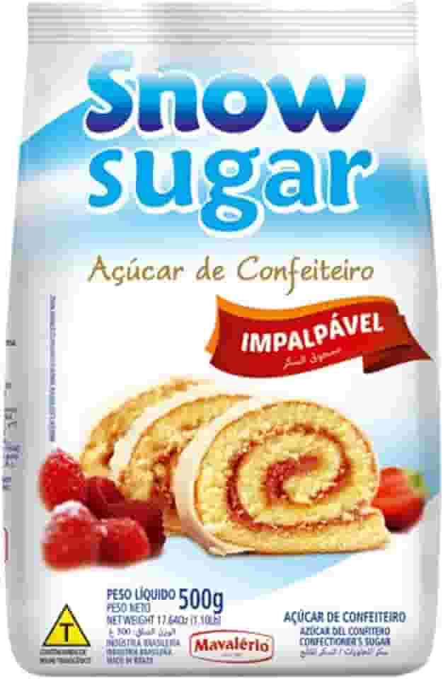 Açúcar de Confeiteiro Snow Sugar, 500g, Mavalério, Ideal Para Decorar e Polvilhar.