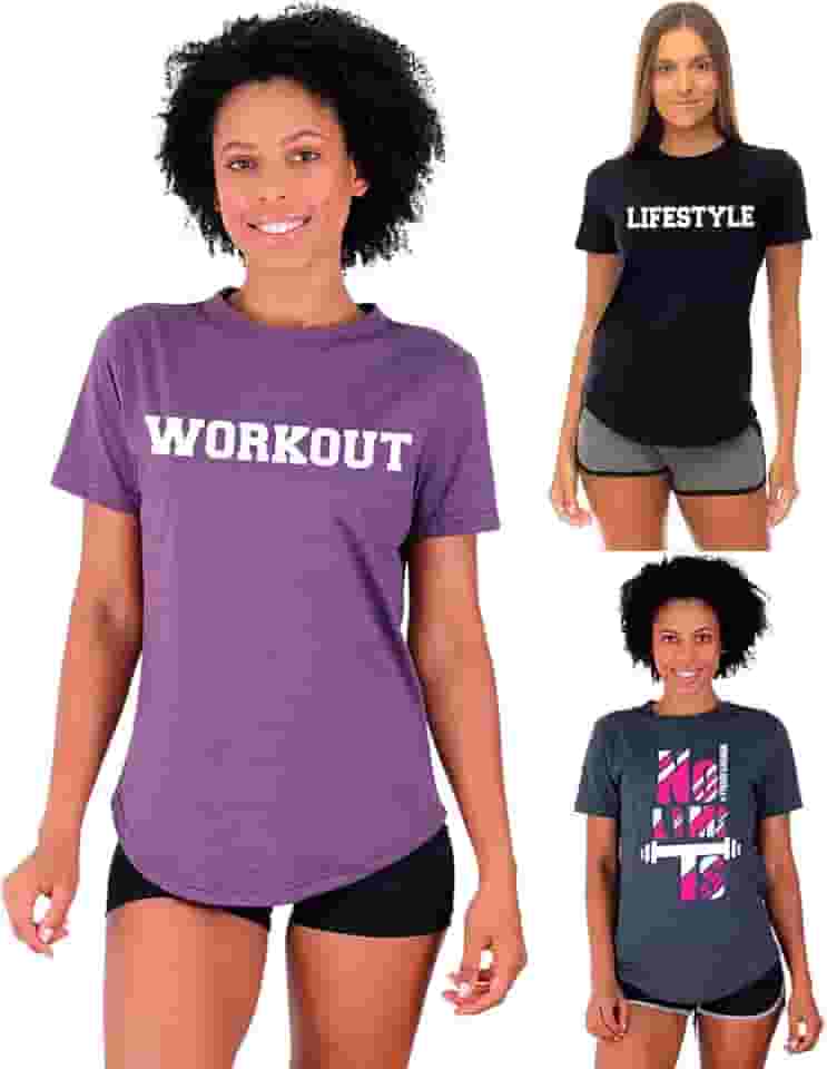 Kit 3 Camisetas Longline Feminina MXD Conceito Slim Casual Fitness Várias Estampas