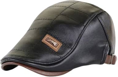 Boina Masculina Italiana Em Couro PU Premium Confortável Cor:Preto;Tamanho:Ajustável