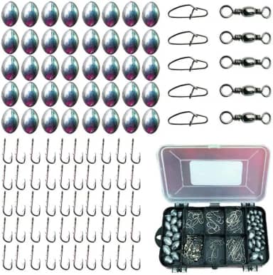 jogá Kit Pesca Esportiva Estojo Anzol Girador Chumbadas De Pesca - 50 Peças