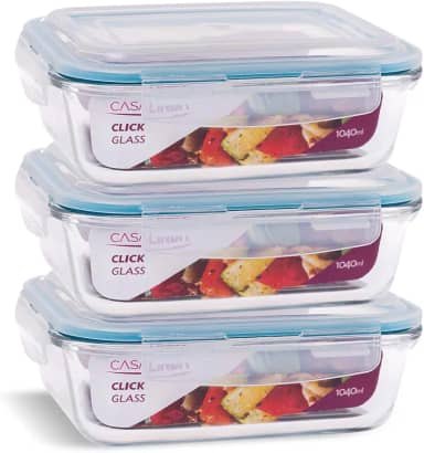 Conjunto 3 Potes Vidro 1040ml Marmita Hermetico