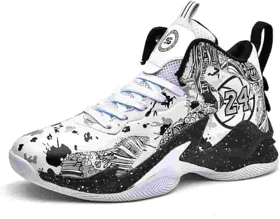 Bolognifi Tênis de basquete masculino de cano alto, calçados esportivos antiderrapantes para corrida, botas de basquete para treinamento ao ar livre presente(Black,41 BR)