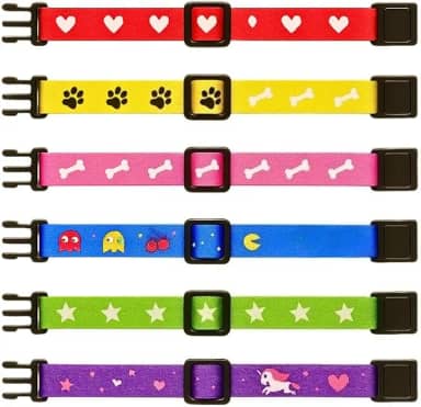 Conjunto de coleira para gato com 8 peças e guizos, em diversas estampas, indicado para gatos machos e fêmeas(Fêmea,6 Coleiras)