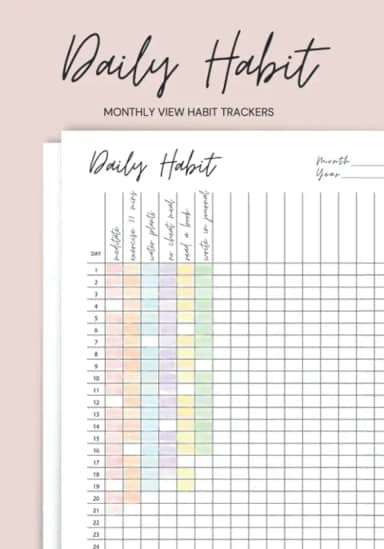 Daily Habit Tracker: Habit Tracking Notebook | One Month to a Page | Set Goals and Log to Build Good Habits on a Routine Basis with This Inspirational Productivity Journal | Medium