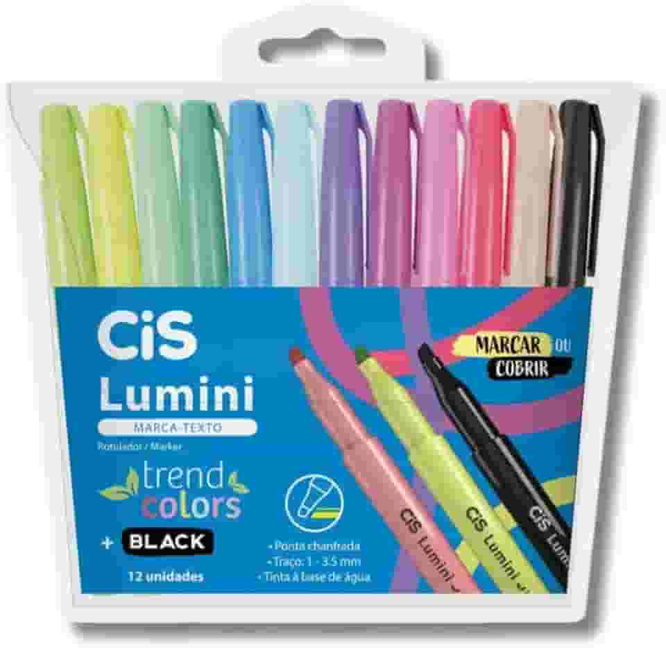 Marca Texto CIS Lumini Trend Colors Estojo com 12 cores