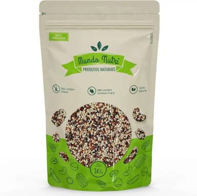 1kg Mix De Quinoa Branca, Preta e Vermelha Grãos Mundo Nutri