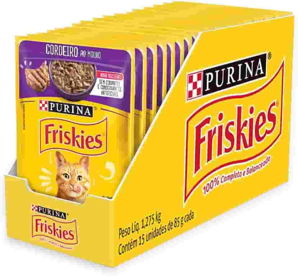 Pack Nestlé Purina Friskies Ração Úmida Para Gatos Adultos Cordeiro Ao Molho - Com 15 Sachês 85g