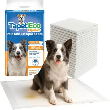 Tapete Higiênico para Cachorro Pet Cães 30 Unidades 90x60 Com Fitas Adesivas Antivazamentos Ultra Absorção 6 Camadas Anti Odores Descartável TapetEco Mec G Pet