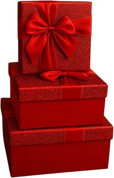 Caixa De Presente Com Tampa Embalagem Pequena Média Grande 3 Unidades Resistente Com Glitter e Tamanhos Diferentes