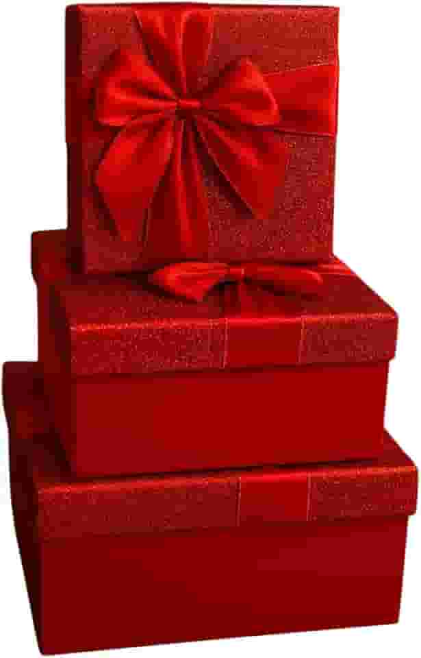 Caixa De Presente Com Tampa Embalagem Pequena Média Grande 3 Unidades Resistente Com Glitter e Tamanhos Diferentes