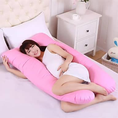 Travesseiro de Corpo para Gestante em Formato U, Suporte para Gravidez (Rosa)
