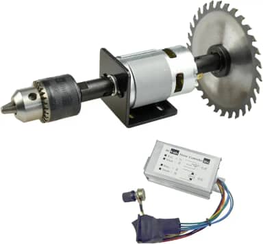CHANCS Serra Circular 775 Motor Elétrico CC 24V 12000RPM Eixo de Saída Dupla com Controlador de Velocidade PWM