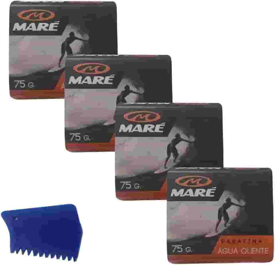 4 Parafinas Maré + Raspador - Kit Cera Prancha Surf | Alto Desempenho e Aderência