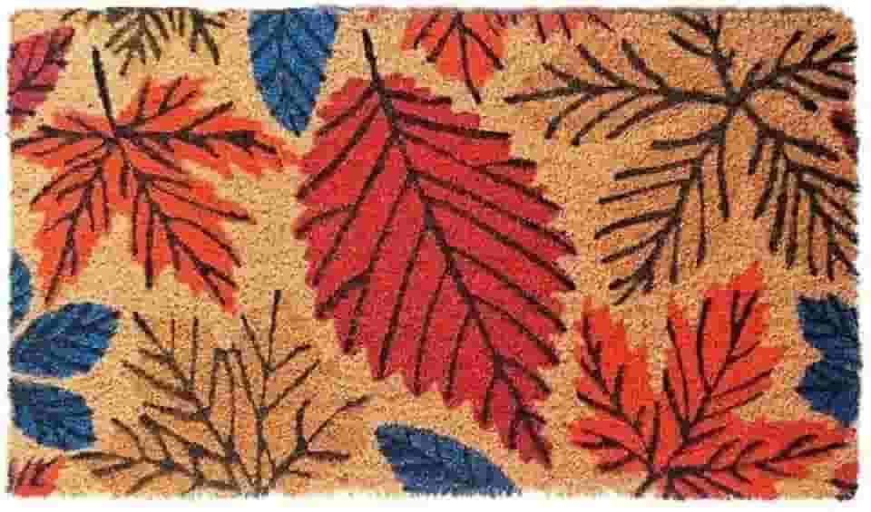 Capacho Folhas Outonais 60x33cm em Fibra de Coco – Antiderrapante, Colorido, Decorativo e Resistente para Entrada de Casa e Apartamento
