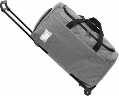 Bolsa de viagem com rodinhas, bolsa de viagem em tecido Oxford, mala de grande capacidade com haste de puxar, à prova d'água, resistente, dobrável, Cinza