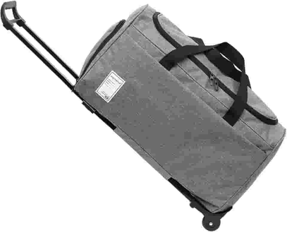 Bolsa de viagem com rodinhas, bolsa de viagem em tecido Oxford, mala de grande capacidade com haste de puxar, à prova d'água, resistente, dobrável, Cinza