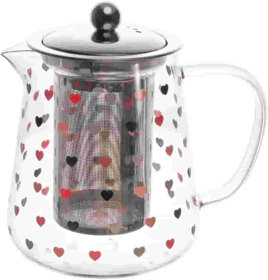 LYOR - Chaleira de Vidro Borossilicato com Filtro de Aço Inox Love 750ml