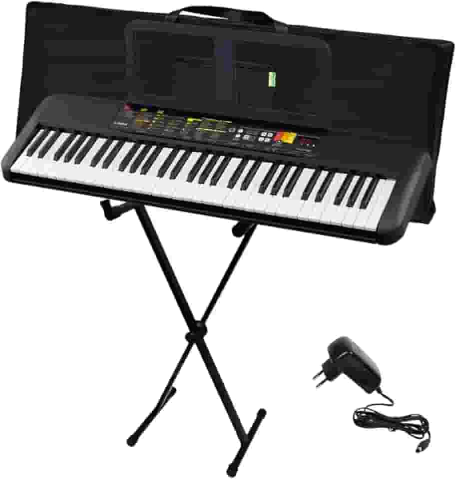 Kit Teclado Arranjador 61 Teclas PSR F52 com Fonte Bivolt e Suporte em X