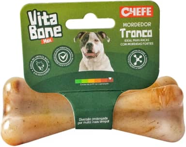 CHEFE Mordedor Vita Bone Tronco, Brinquedo Ultra Resistente para Cães (médio)
