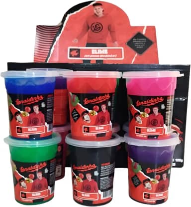 Kit Slime Enaldinho Youtuber com Bolinha Surpresa - Cor Sortida - 6 Potes de Slime com Bolinha Surpresa - Infantil