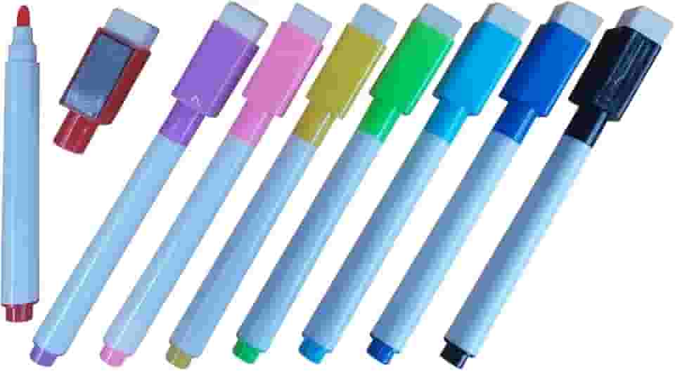 8 Canetas Coloridas para Quadro Branco com Apagador e Imã Cor:Colorido
