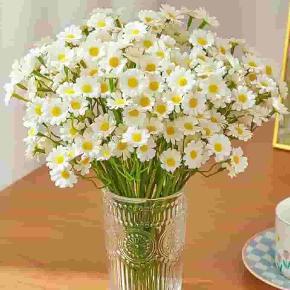 6 peças/buquê de margaridas artificiais pequenas margaridas buquê de flores falsas para decoração de mesa de festa de casamento, cabeça 2,6 cm