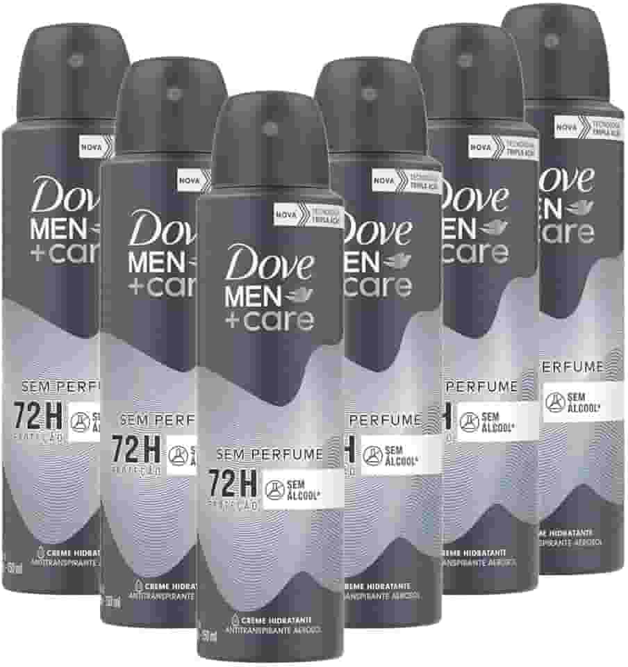 Kit 6 Desodorantes Dove Men+care Antitranspirante Aerossol Sem Perfume 150ml