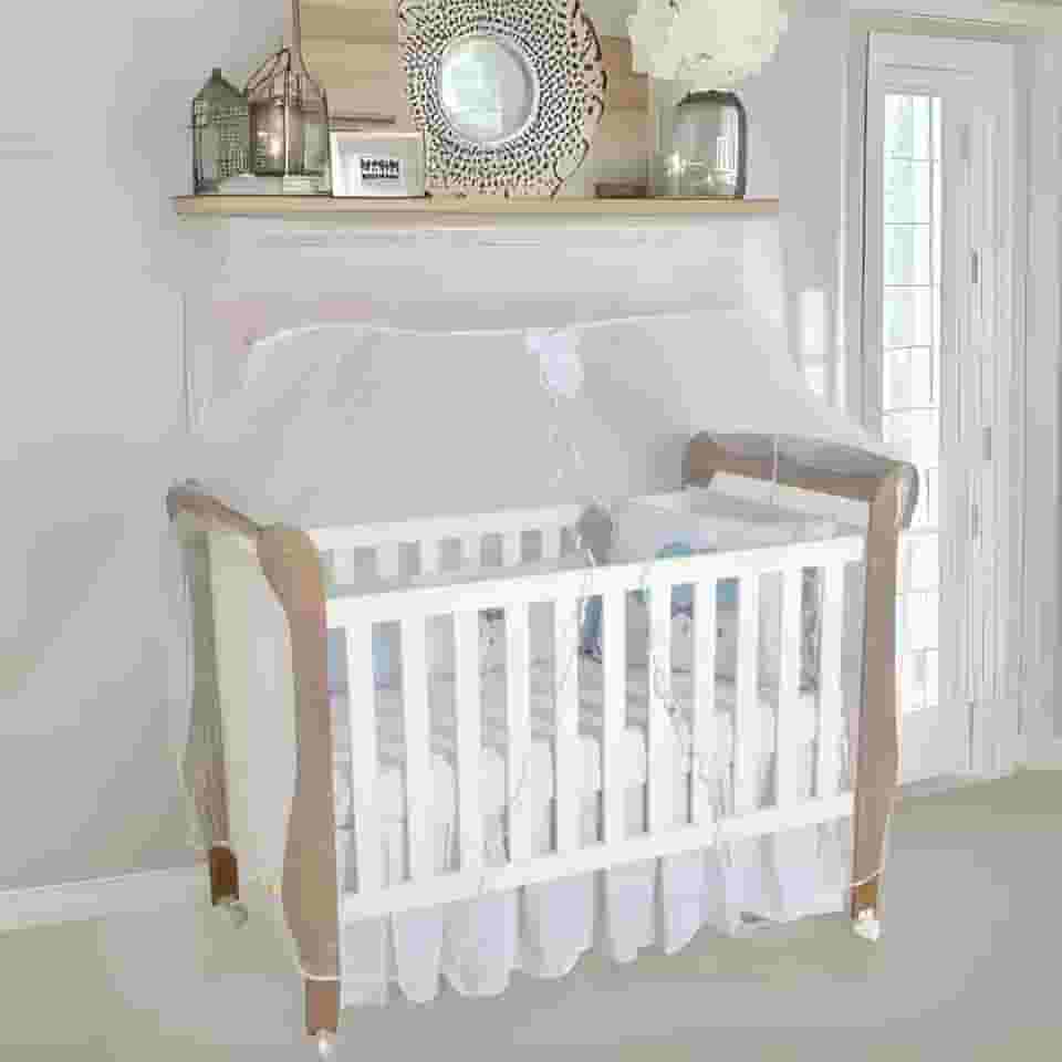 Mosquiteiro De Berço Americano Para Varal Inteiro Bebê - Branco