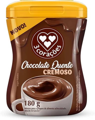 3 Corações Chocolate Quente Cremoso, 180g
