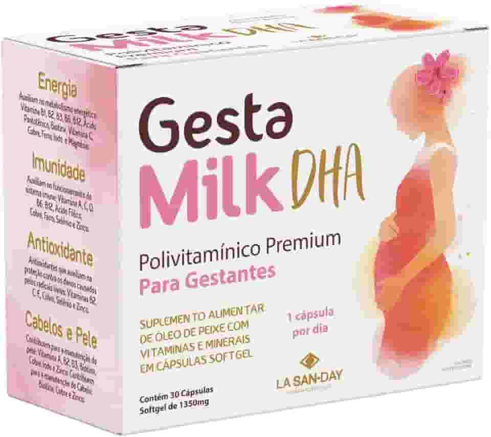 GestaMilk DHA (30 Cápsulas) - Ele é um polivitamínico para gestantes com alto teor de ácido fólico e possui 12 vitaminas e 8 minerais