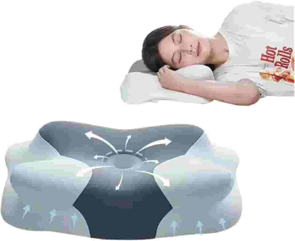 Almofada de espuma viscoelástica premium – Almofada de suporte cervical em forma de borboleta para pessoas que dormem laterais/costas, travesseiro contornado de recuperação lenta para