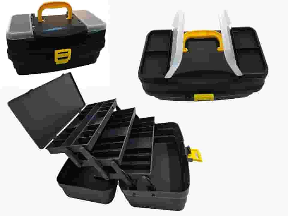 Caixa de Pesca HI 3 Bandejas Articuladas Tampa Transparente