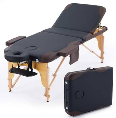 Maca Portátil Premium+ 70cm, Divã Cama de Fisioterapia, Estética, Massoterapia, Massagem, Quiropraxia, Depilação, Tatuagem - Altura Ajustável + bolsa de transporte Com Inclinação (Marrom e Preto)