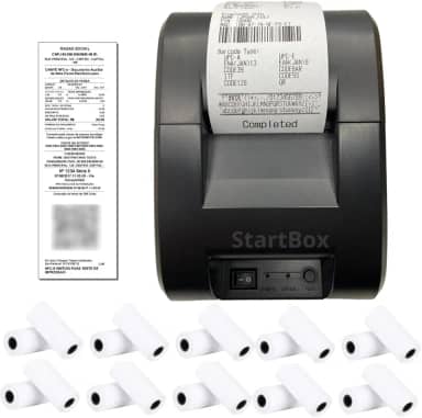 Impressora Termica Pos Cupom Nao Fiscal 58mm Bluetooth e USB Compatível com todas as plataformas Smartphones e PC Tickts Pc Bivolt + 20 Bobinas Térmicas Branca 58mm com 16 Metros cada Rolo StartBox