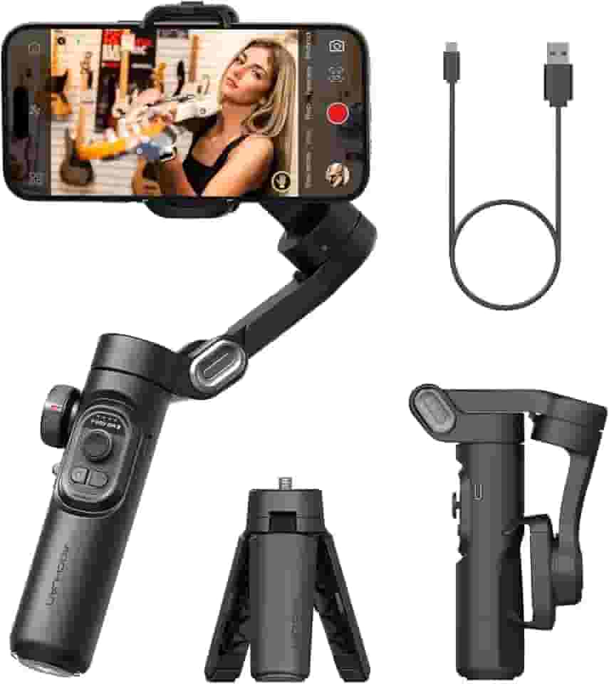 Gimbal Estabilizador Portátil de 3 Eixos com Tripé de Aderência para Celular,Estabilizador cardan Mobile para iPhone16 15 14 13 12 Pro Max&Android-Smart XE