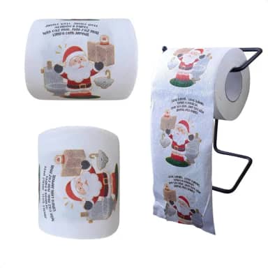 Kit com 3 Rolos Papel Higiênico Decorativos Natalinos para Banheiro Divertido Enfeite de Natal Temático