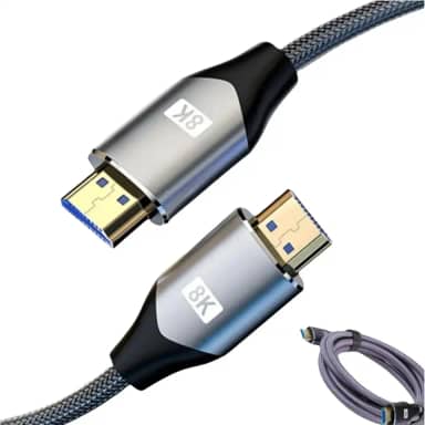 Cabo HDMI 2.1 8K Ultra HD de Alta Velocidade – 3 Metros, Nylon Reforçado, HDR, eARC, Dolby Vision e Dolby Atmos, Compatível com PS5, Xbox Series X/S, TVs e Monitores 4K/8K