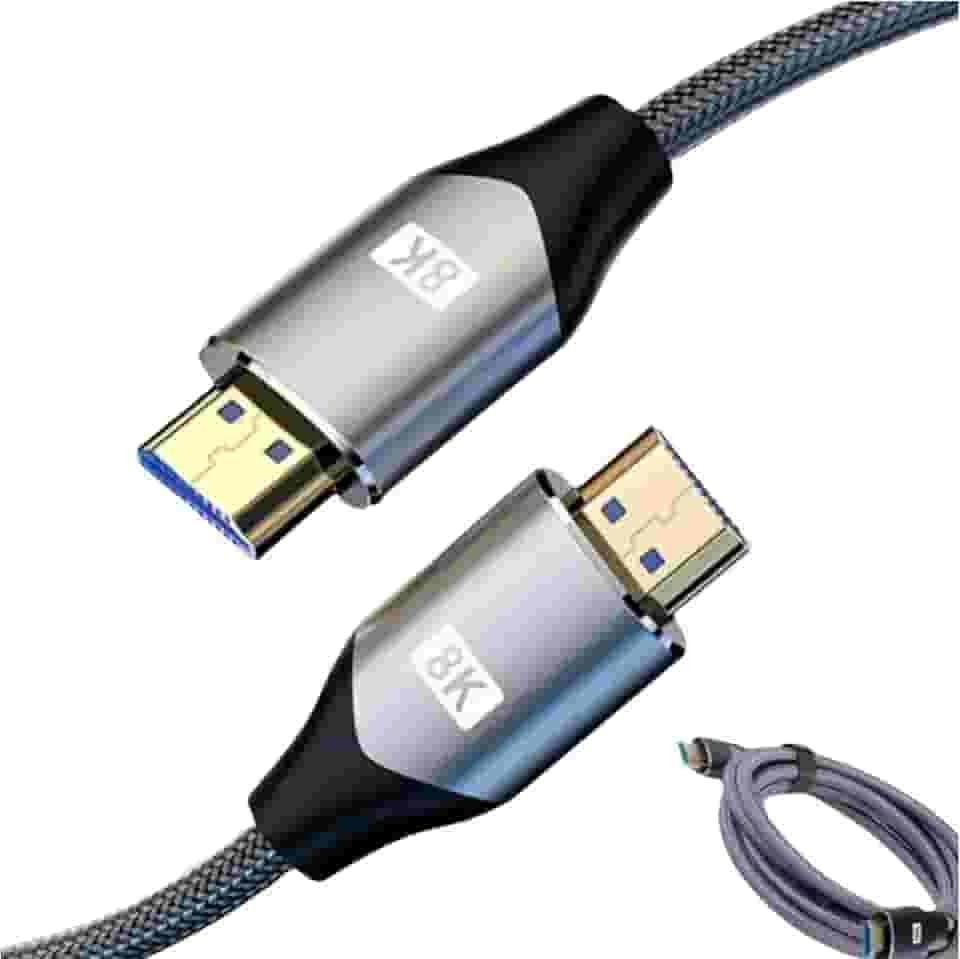 Cabo HDMI 2.1 8K Ultra HD de Alta Velocidade – 3 Metros, Nylon Reforçado, HDR, eARC, Dolby Vision e Dolby Atmos, Compatível com PS5, Xbox Series X/S, TVs e Monitores 4K/8K