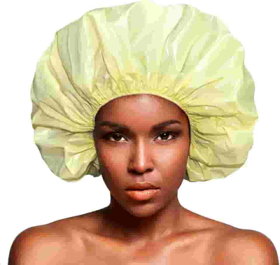 Touca de PVC especial grande para banho, ideal para cabelos volumosos