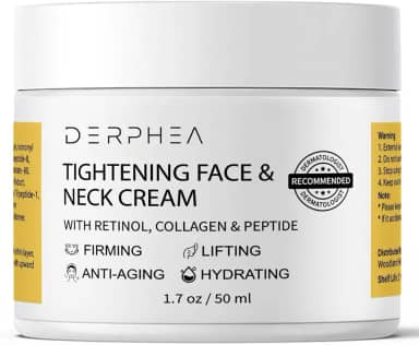 DERPHEA Creme de aperto de pescoço, creme firmador de pescoço para apertar e firmar, linhas finas, solto e flácido no rosto, decote e outras áreas da pele - 50 ml