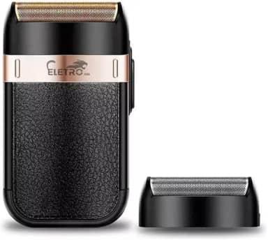 Barbeador Elétrico Profissional Shaver Recarregável Bivolt EL-5109 - Lâminas Rotativas, Uso Sem Fio, Fácil de Limpar - Preto e Dourado