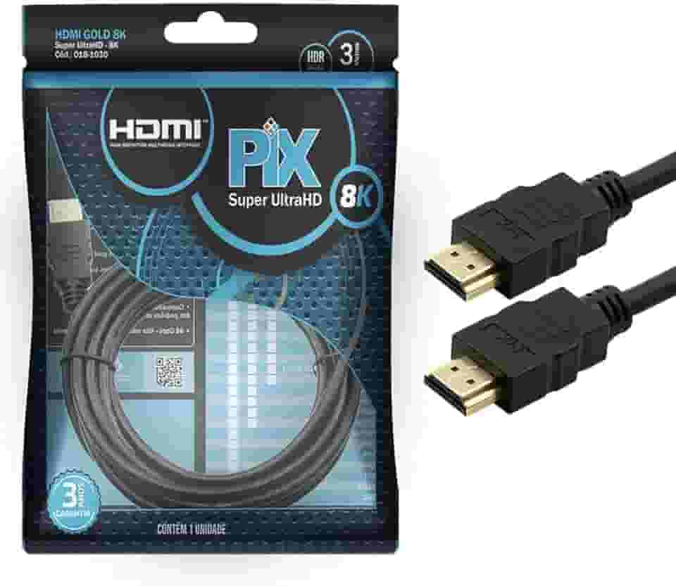 PIX CABO HDMI GOLD 2.1-8K HDR 19P 1.5M, Pix, 018-1015 (Embalagem pode variar)