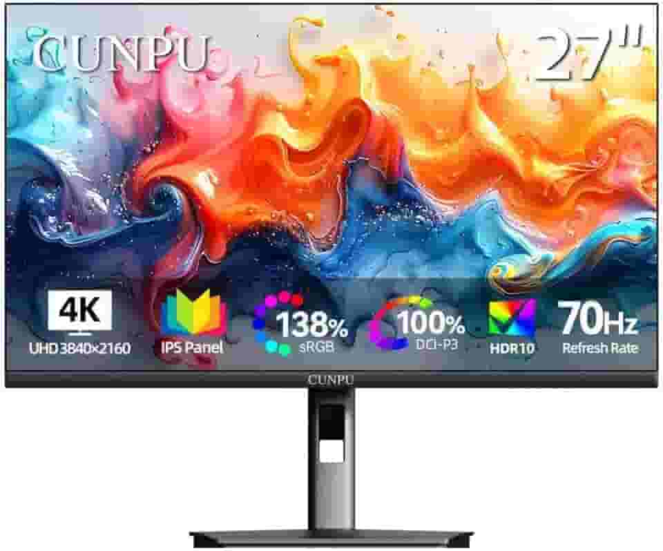 Monitor 4K De 27 Polegadas, Uhd (3840 * 2160) Ips Com Moldura Ultrafina Para Edição De Fotos E Vídeos, Δe < 2, 100% Dci-P3, 1,07B+ Cores, Altura/Pivô/Inclinação/Giro, Alto-Falante Duplo Integ