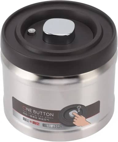 Greensen Recipiente a Vácuo para Café, Lata de Armazenamento Hermético Em Aço Inoxidável para Grãos de Café Moídos, Chá, Nozes Com Vedação Tipo Prensa e Colher Medidora (750ML Aço Inoxidável Cor