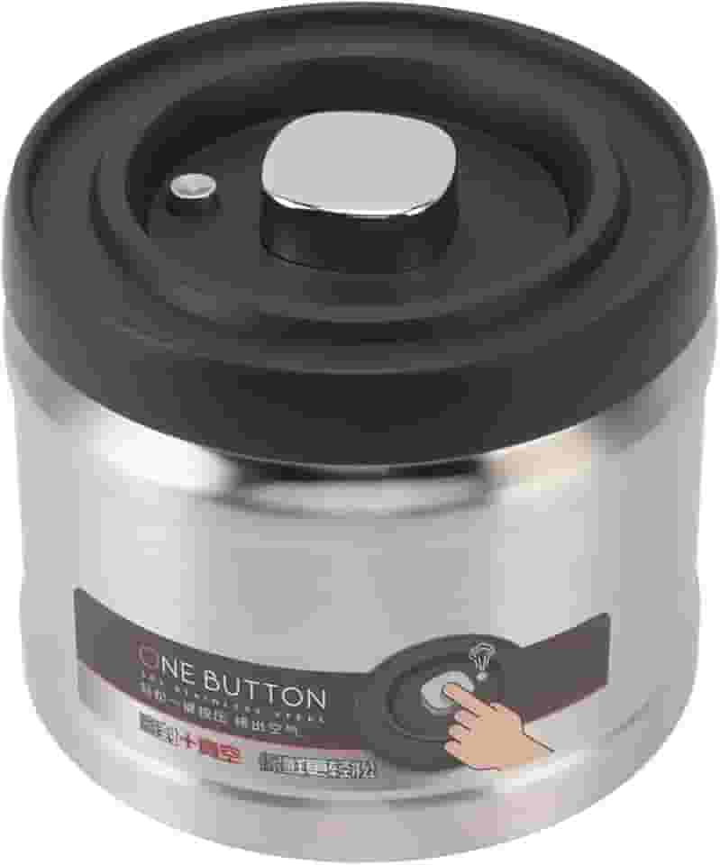 Greensen Recipiente a Vácuo para Café, Lata de Armazenamento Hermético Em Aço Inoxidável para Grãos de Café Moídos, Chá, Nozes Com Vedação Tipo Prensa e Colher Medidora (750ML Aço Inoxidável Cor