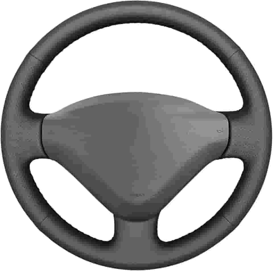 MEWANT Capa de volante de carro costurada para Peugeot 206 (206+/206 Plus) 2009-2012/207/207 CC/207 SW/Expert (Expert Tepee)/parceiro/parceiro Tepee/Citroen Berlingo/Jumpy/Fiat Scudo