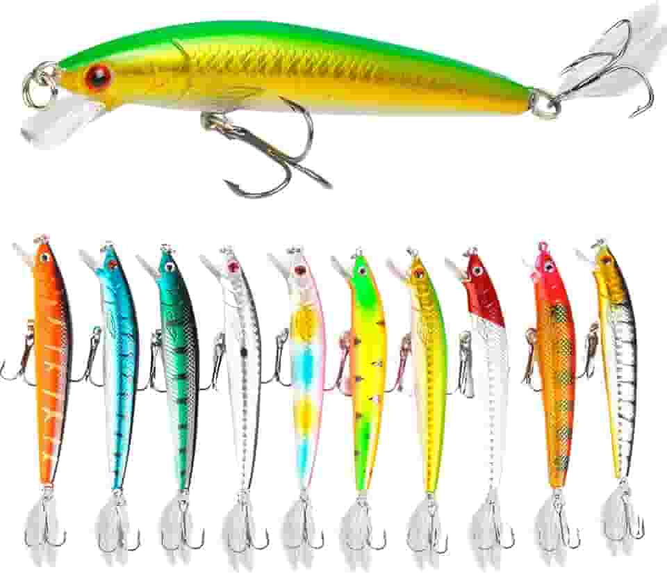 Kit c/ 10 Iscas Artificial Pesca Tucunaré Robalo 8cm (cores sortidas)