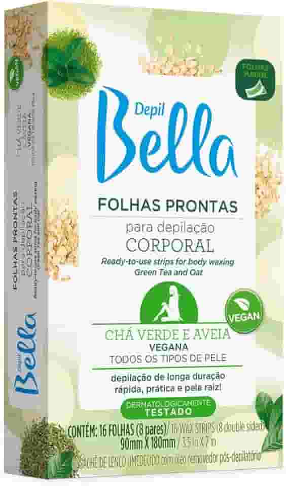 FOLHAS PRONTAS PARA DEPILAÇÃO CORPORAL CHÁ VERDE E AVEIA DEPIL BELLA 16FLS